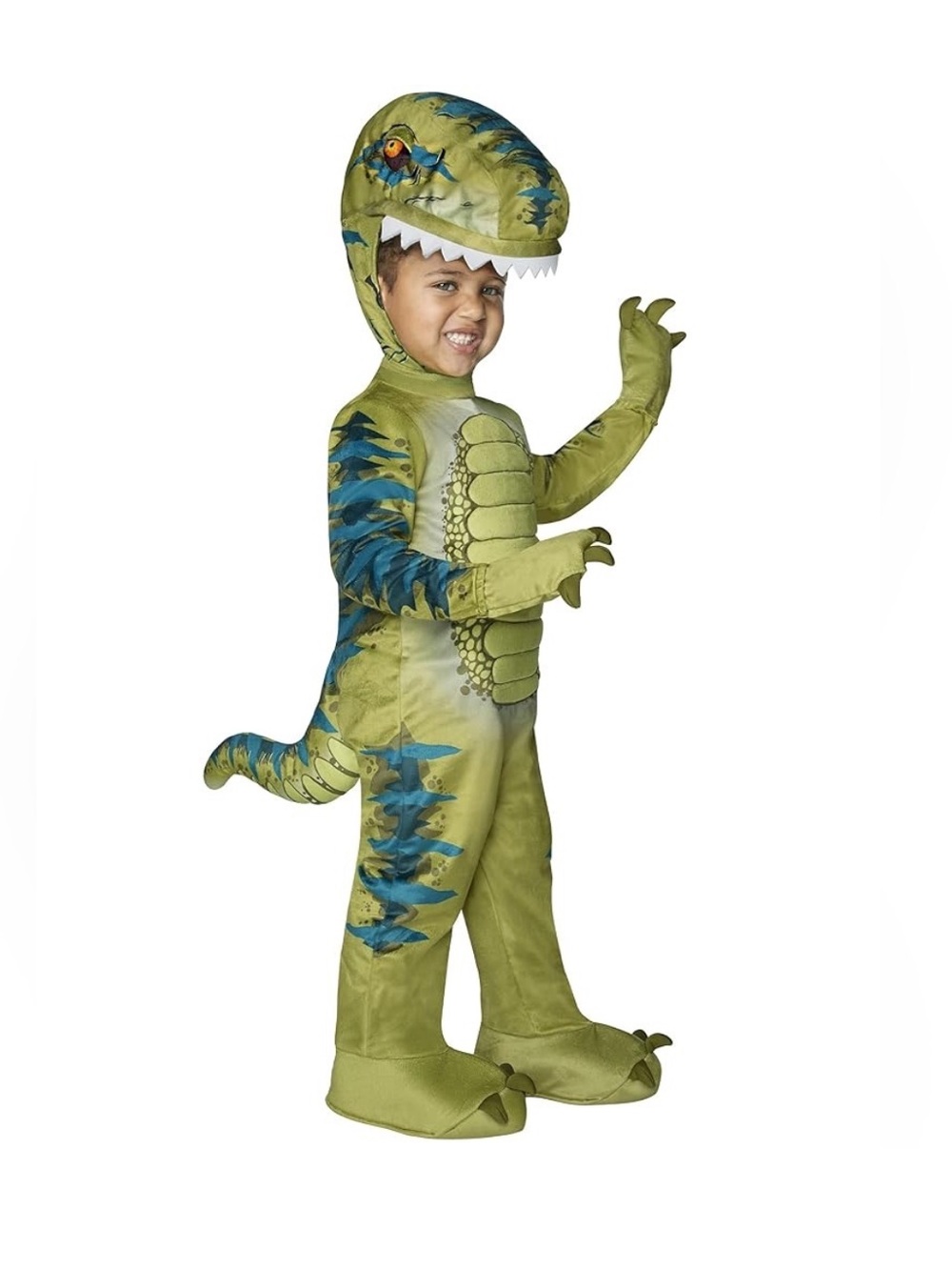 Green T-Rex Dinosaur Kids Costume - Dino Jumpsuit with Headpiece Hat 3T 4T